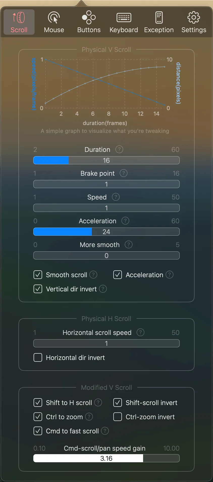 BetterMouse screenshot showing the app interface