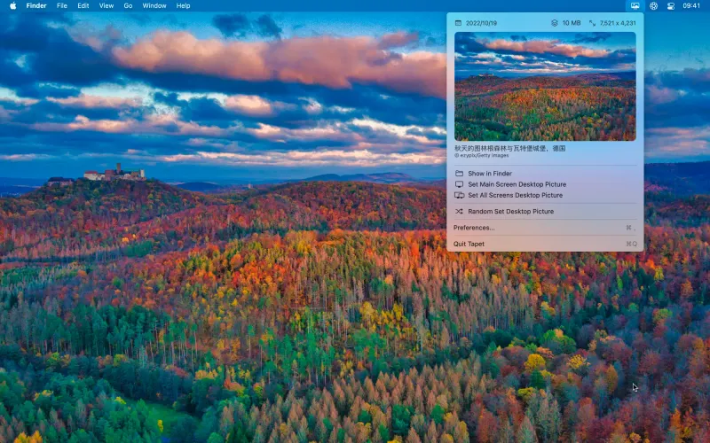 Tapet menubar app preview