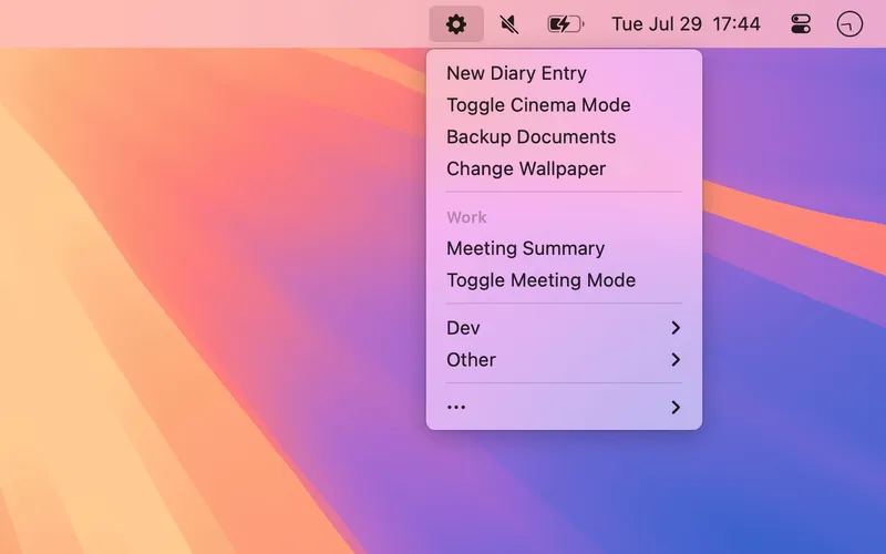 Short Run menubar app preview