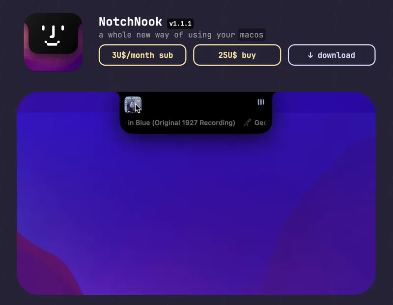 NotchNook menubar app preview