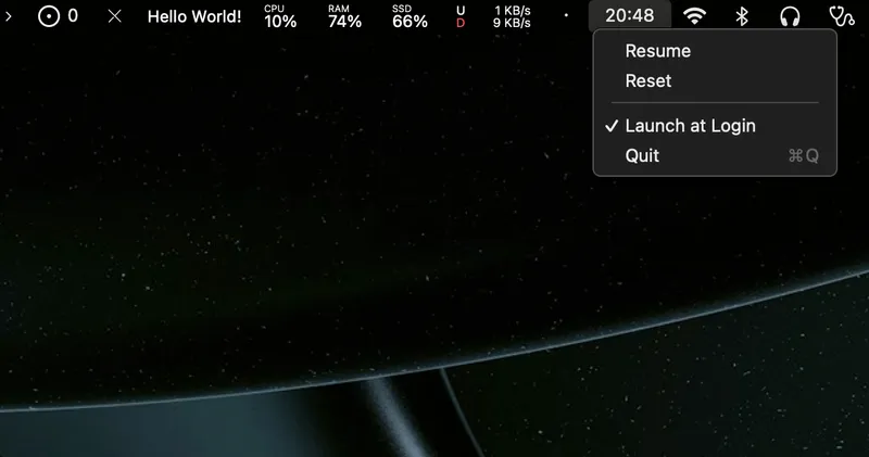 CountUp menubar app preview