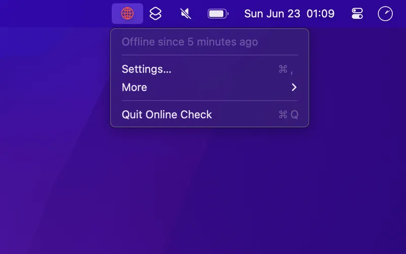 Online Check menubar app preview