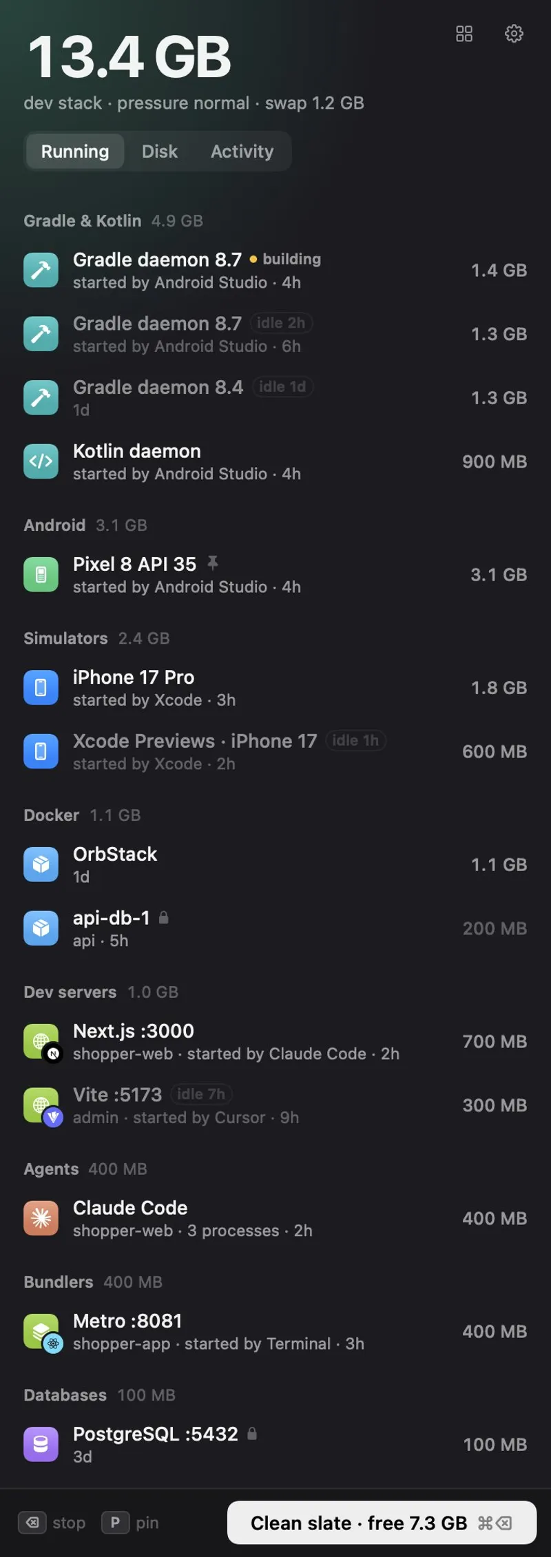 Ramback menubar app preview
