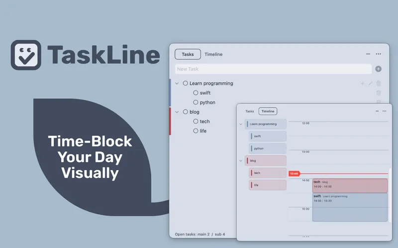 TaskLine - Todo & Timeline menubar app preview