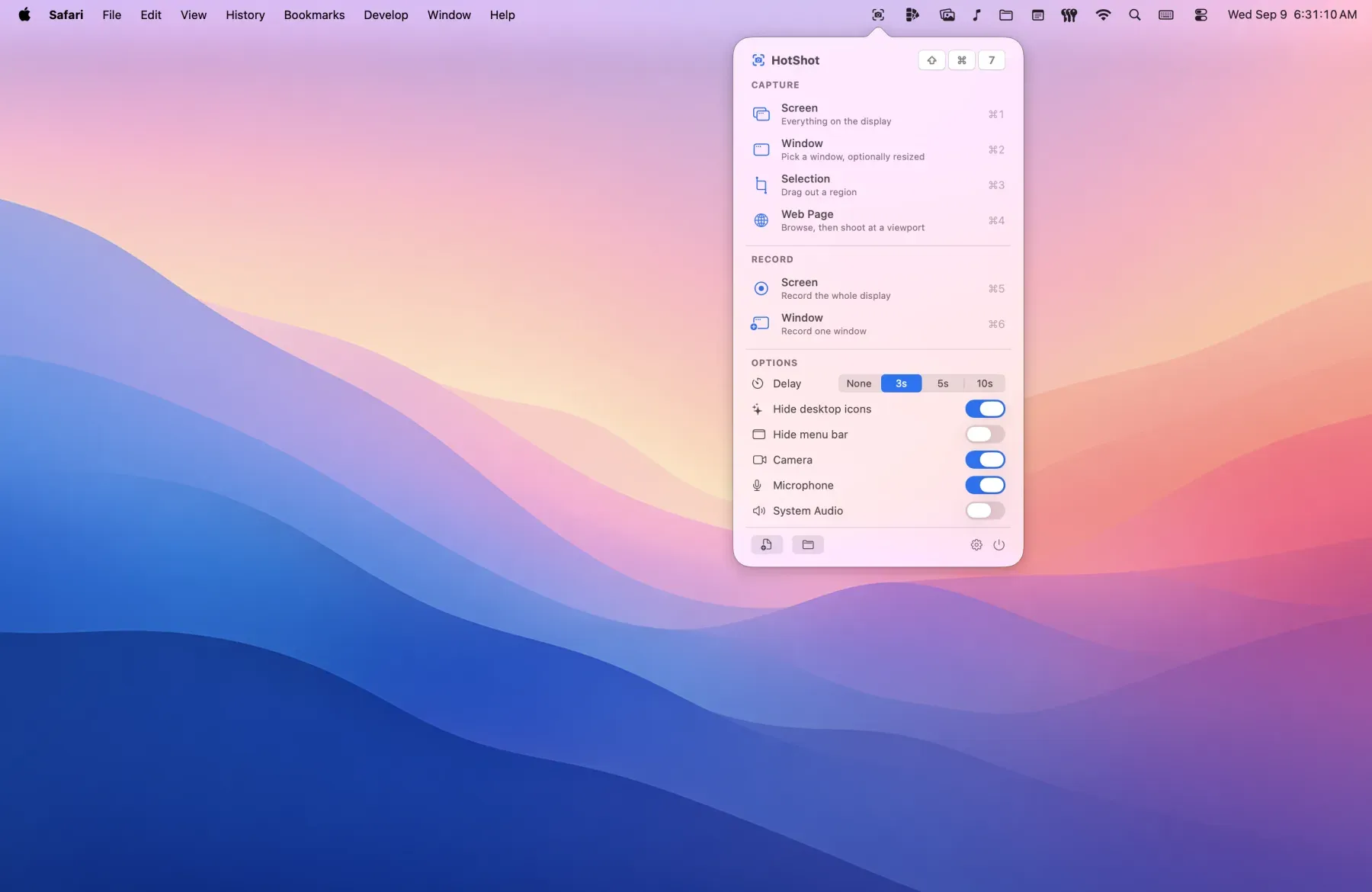 HotShot screenshot showing the app interface