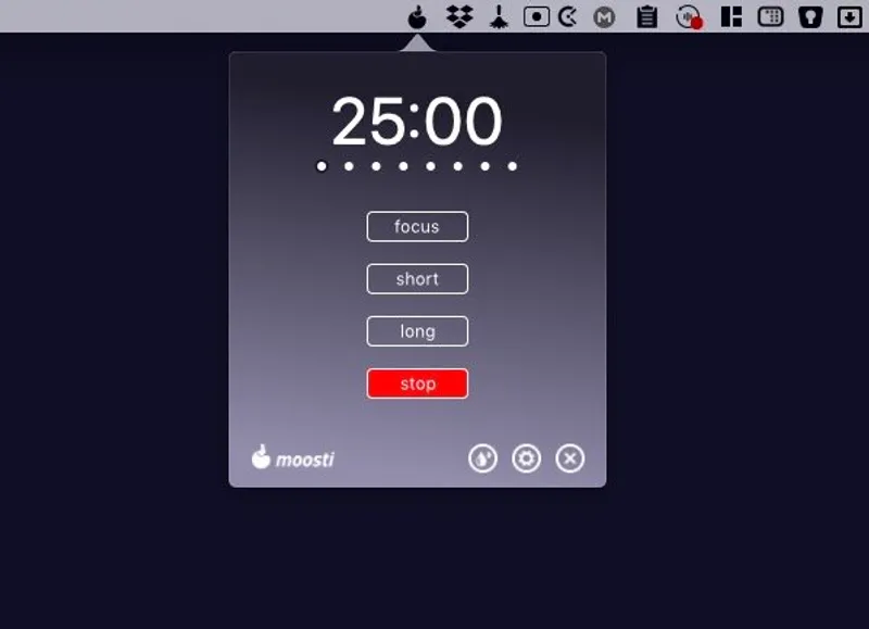 Moosti menubar app preview