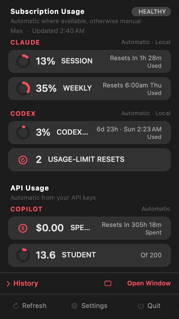 MistBar screenshot showing the app interface