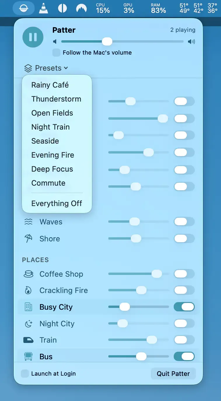 Patter screenshot showing the app interface