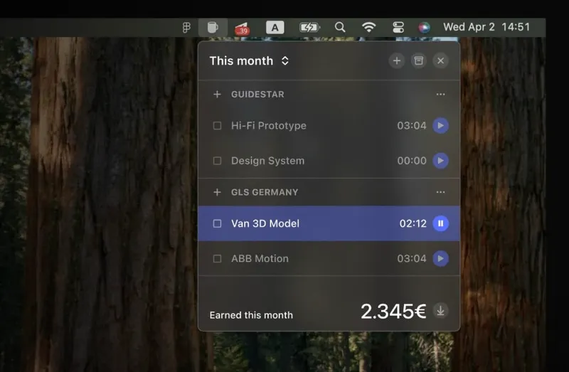 Daily Grind menubar app preview