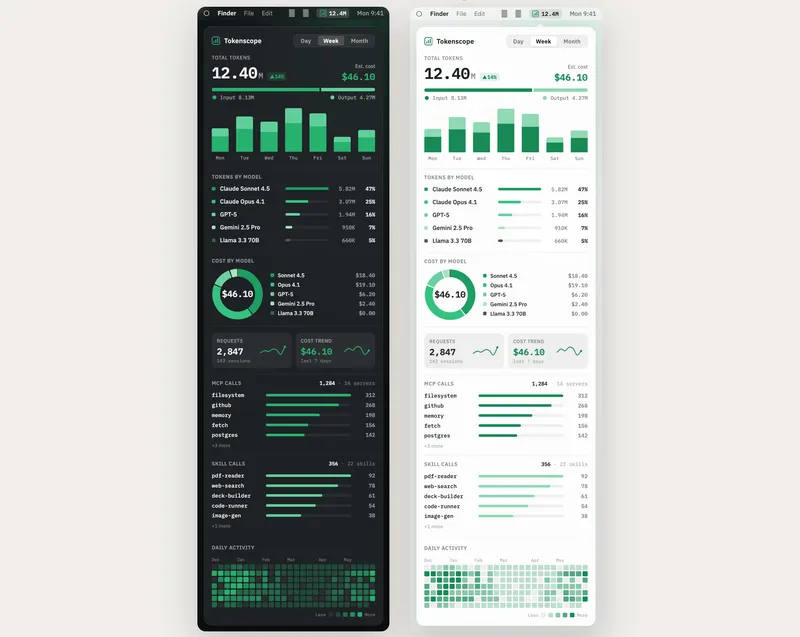 Tokenscope menubar app preview