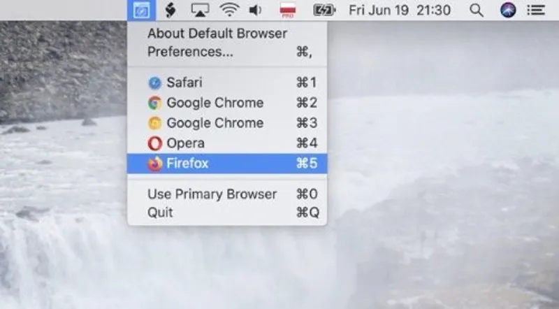 DefaultBrowser menubar app preview