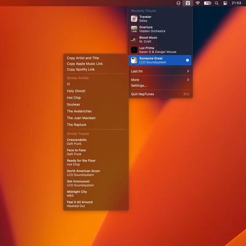NepTunes menubar app preview
