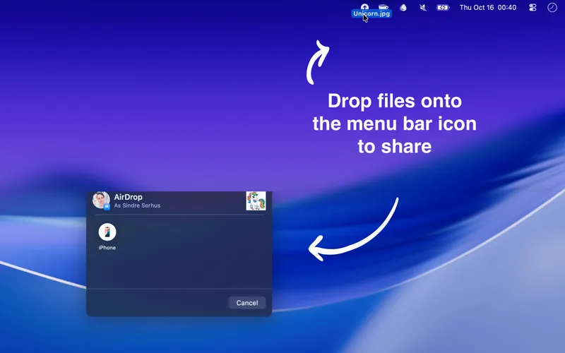 Menu Drop menubar app preview