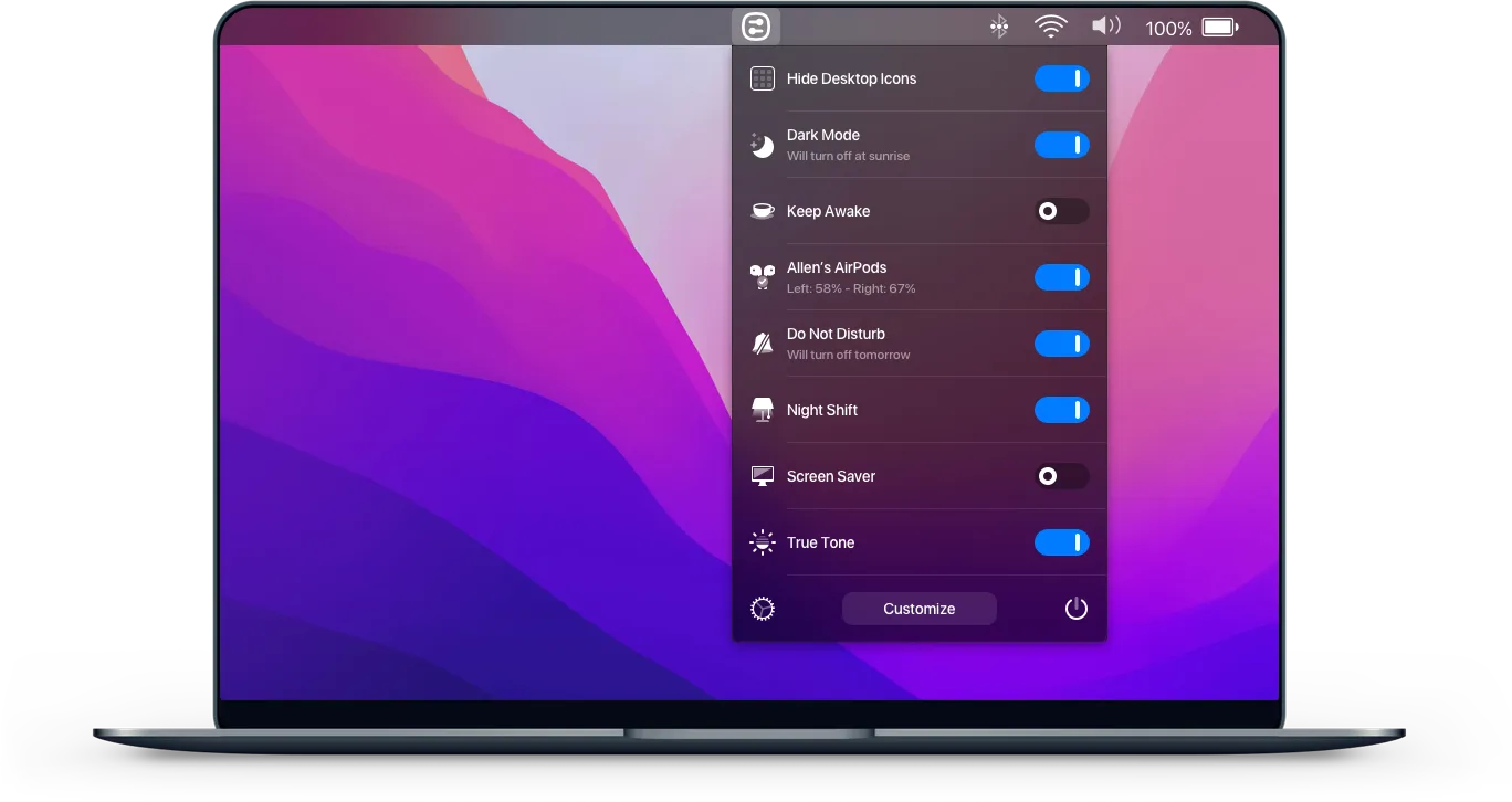 One Switch screenshot showing the app interface