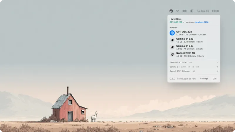 LlamaBarn menubar app preview