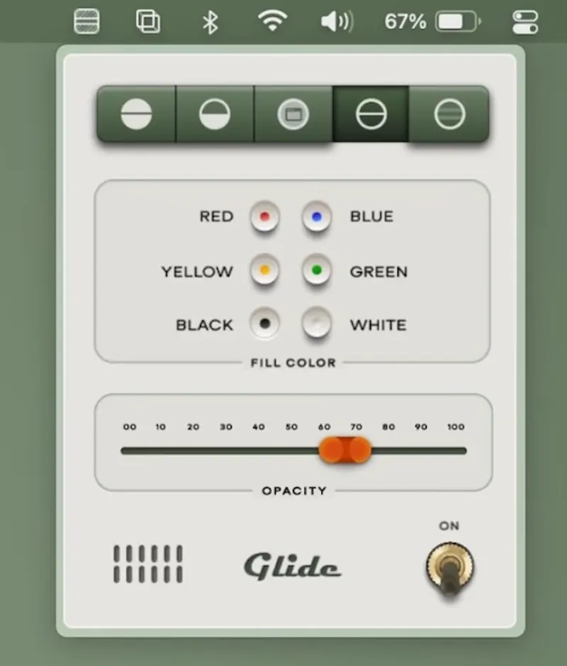 Glide menubar app preview