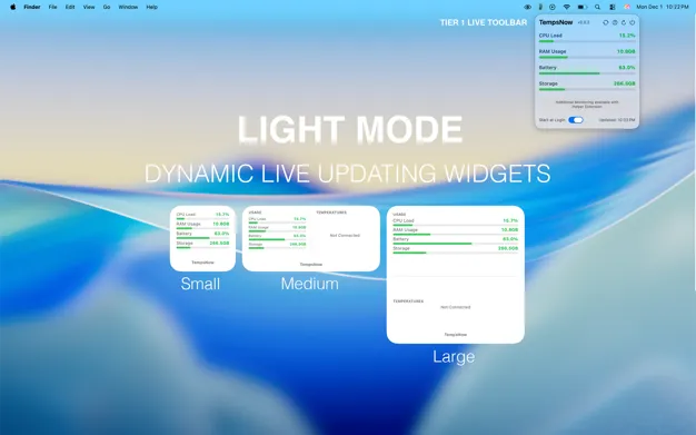 TempsNow screenshot showing the app interface