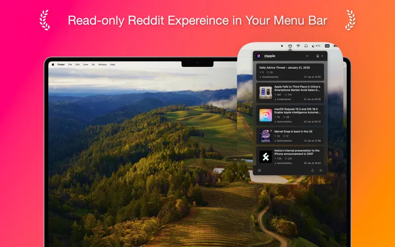 ReddBar menubar app preview