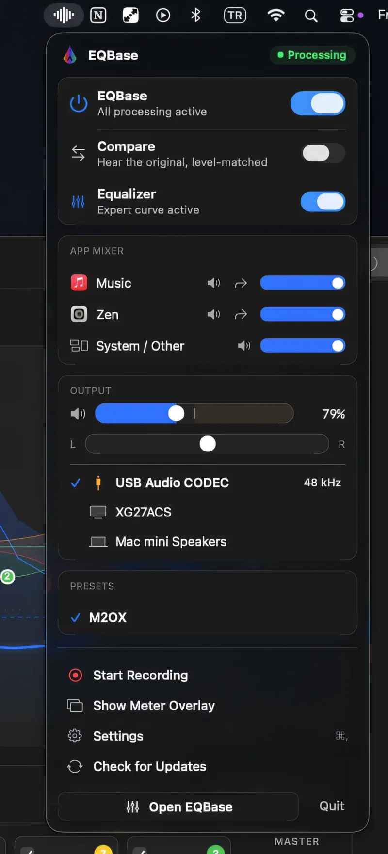 EQBase menubar app preview