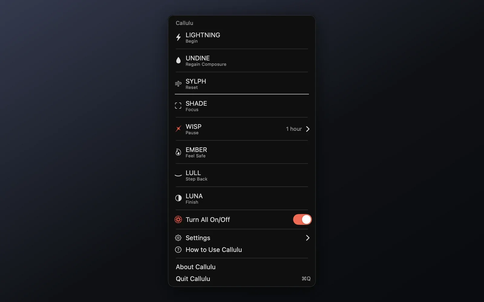 Callulu screenshot showing the app interface