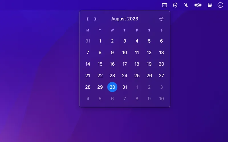 Menu Bar Calendar menubar app preview