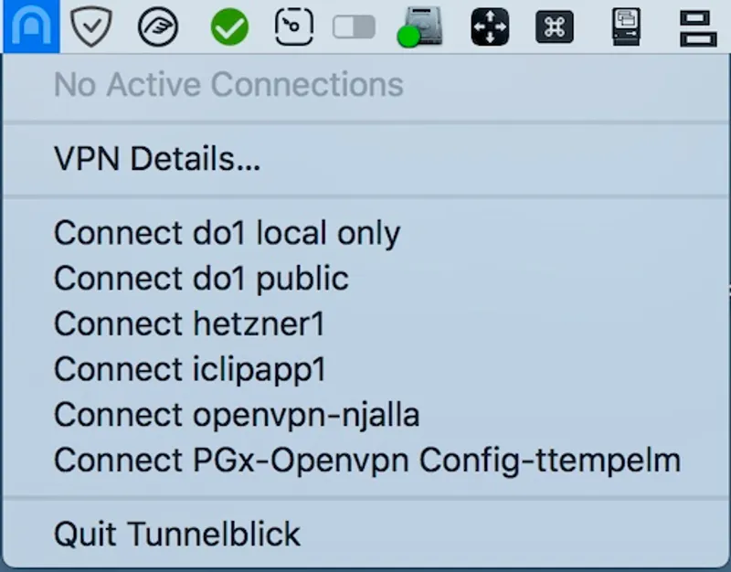 Tunnelblick menubar app preview