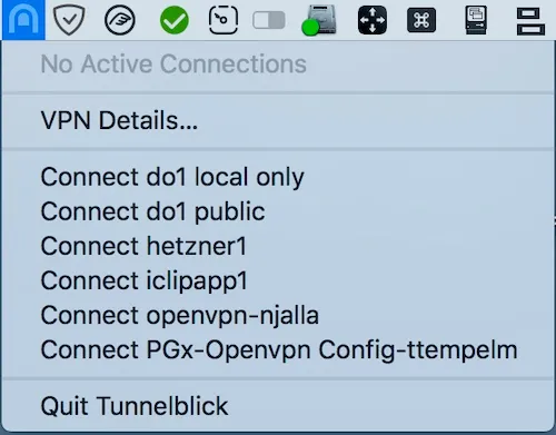 Tunnelblick screenshot showing the app interface