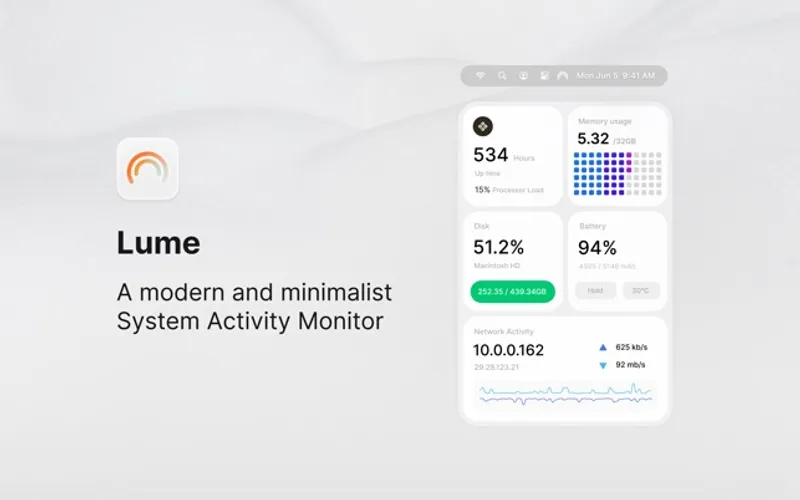 Lume menubar app preview