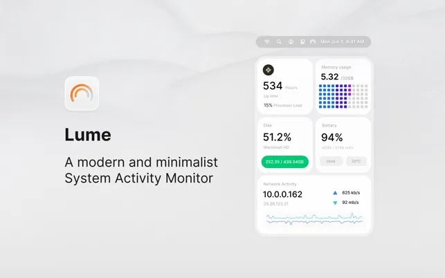 Lume screenshot showing the app interface