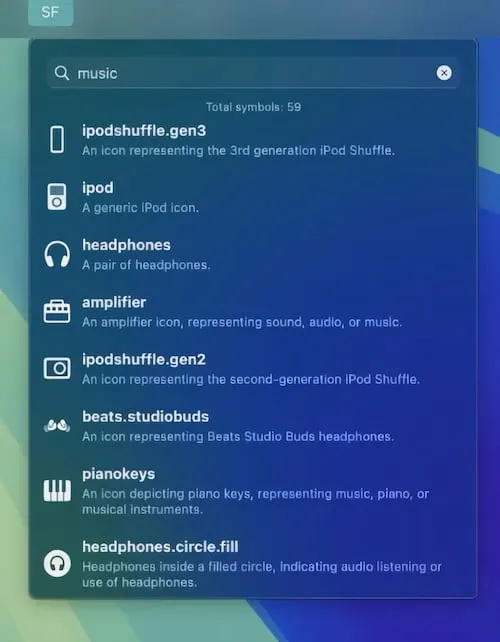 Semantic SF screenshot showing the app interface