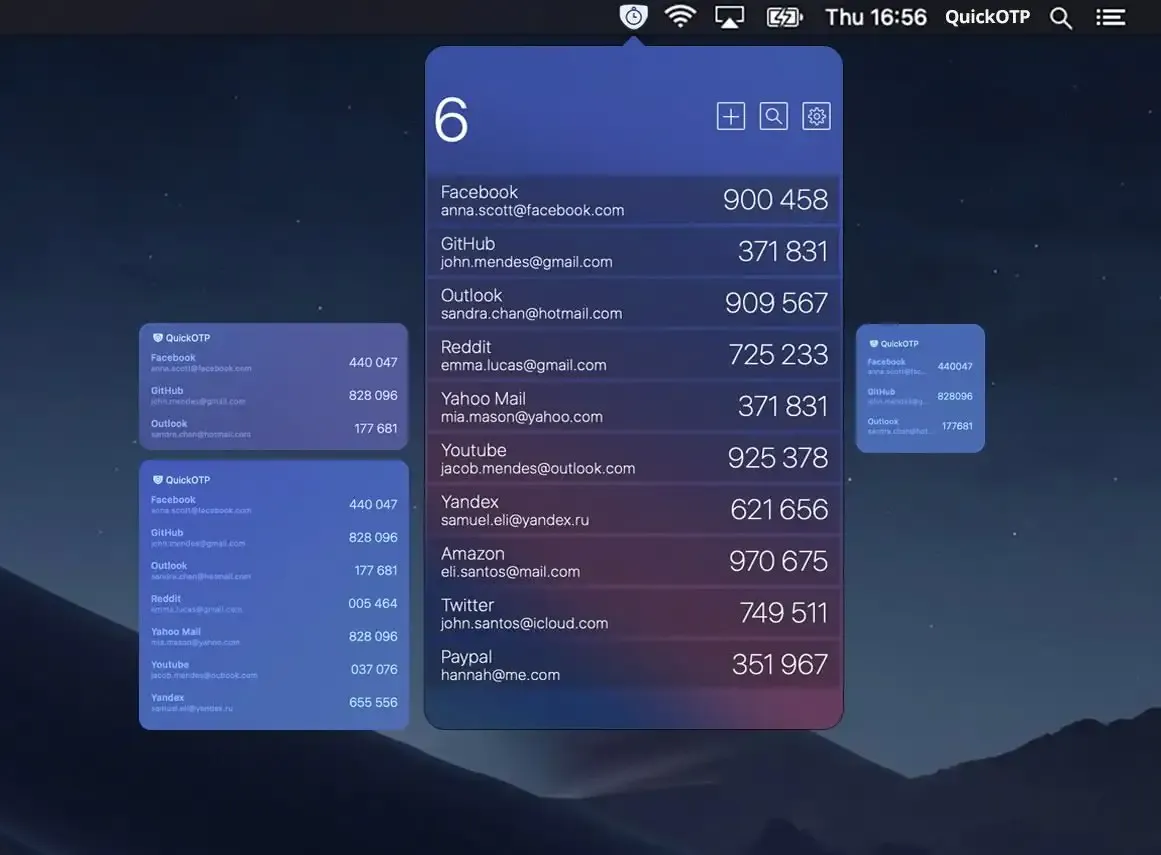 QuickOTP Authenticator & Passkeys screenshot showing the app interface