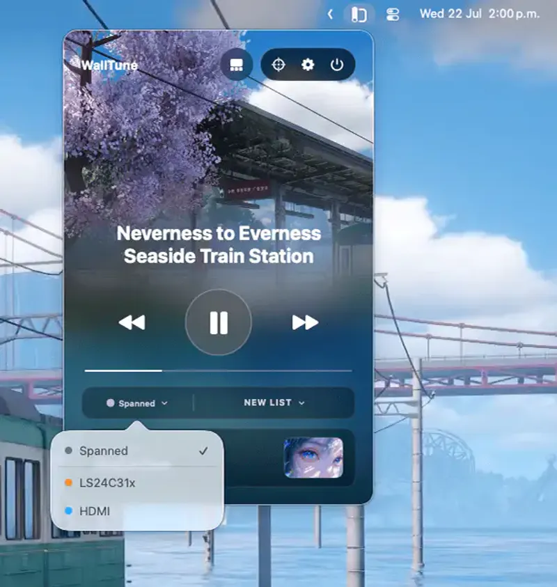 WallTune menubar app preview