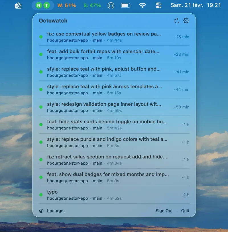 Octowatch menubar app preview