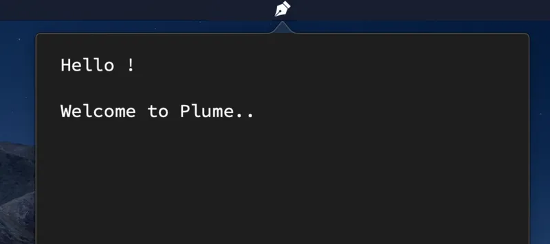 Plume menubar app preview