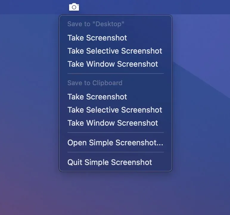 Simple Screenshot screenshot showing the app interface
