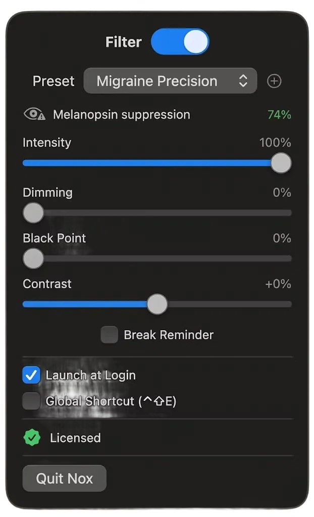 Nox screenshot showing the app interface