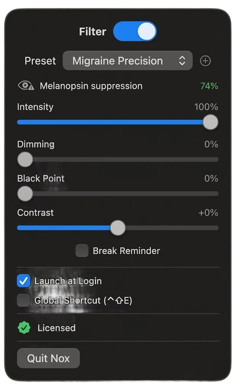 Nox menubar app preview