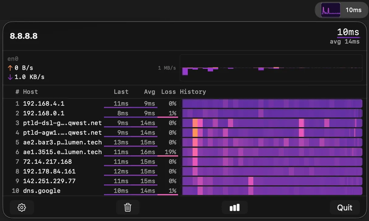 TraceBar screenshot showing the app interface