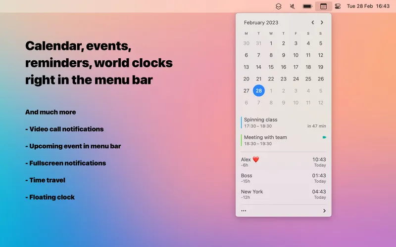 Dato menubar app preview