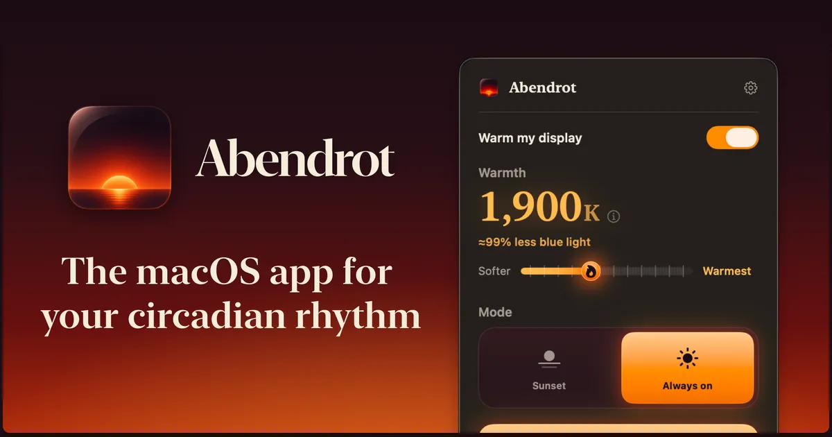 Abendrot screenshot showing the app interface