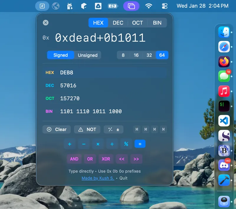Hexa menubar app preview