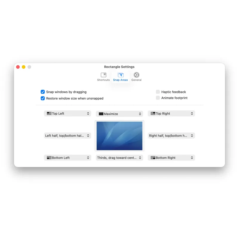 Rectangle menubar app preview