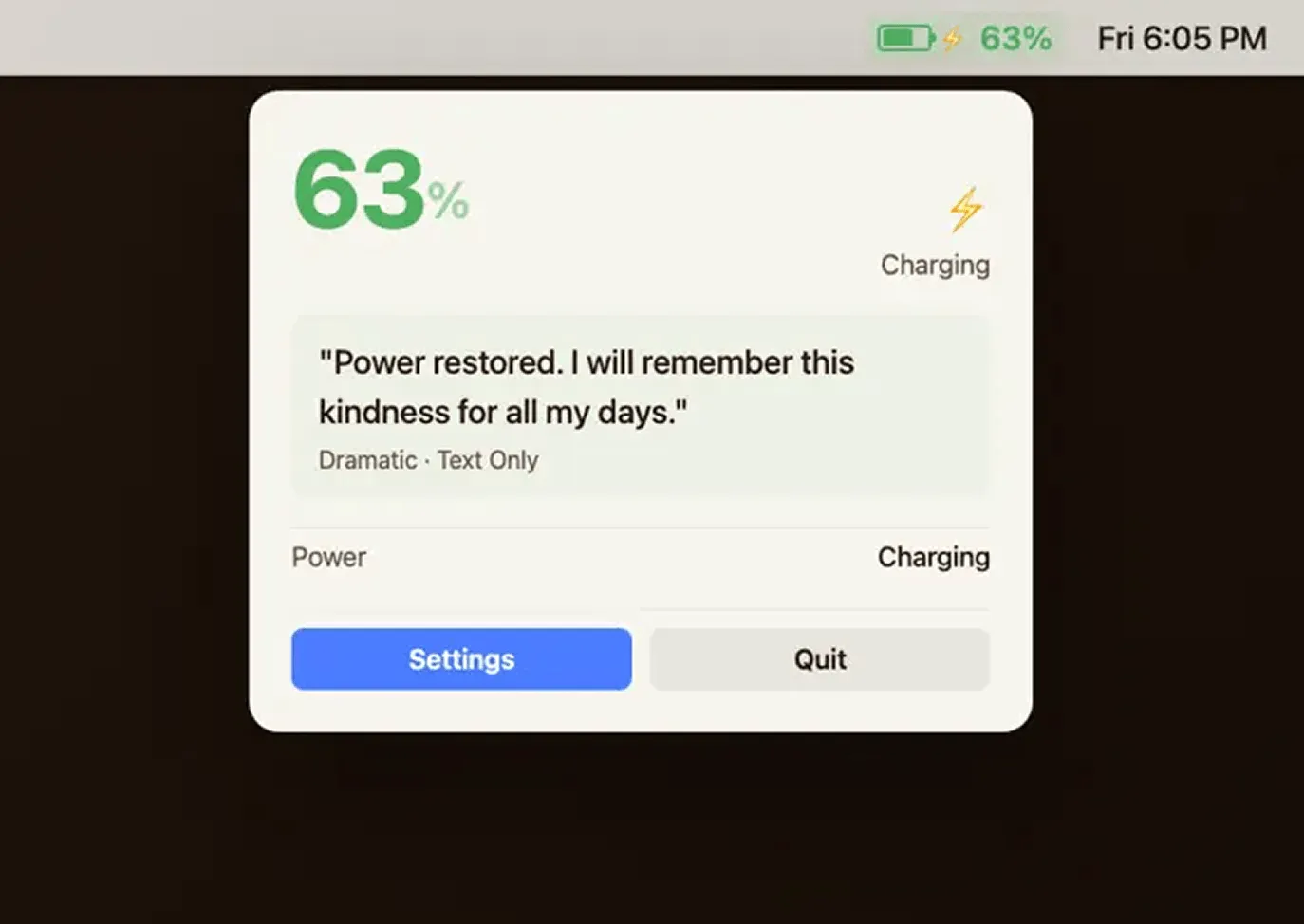 Battery Beggar screenshot showing the app interface