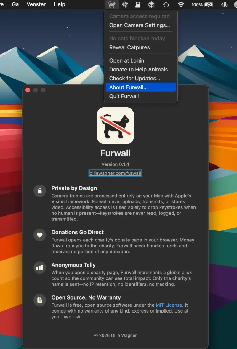 Furwall menubar app preview
