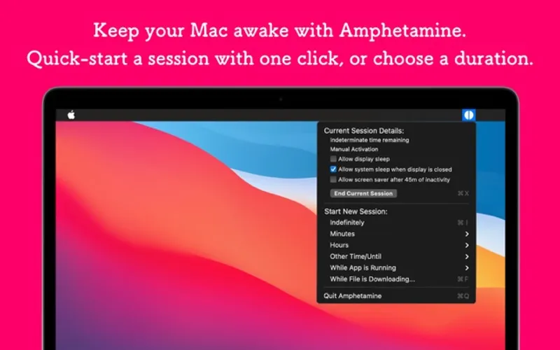 Amphetamine menubar app preview