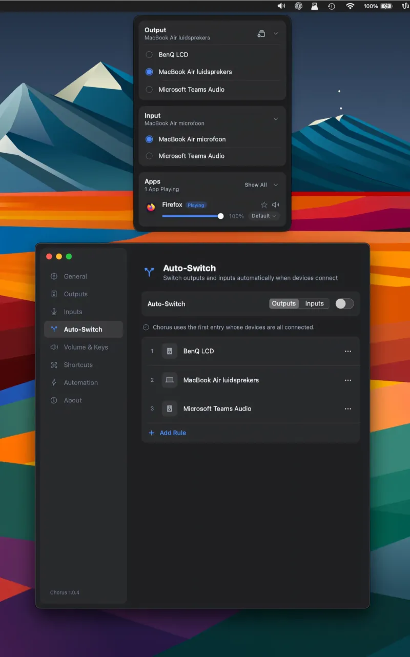 Chorus menubar app preview