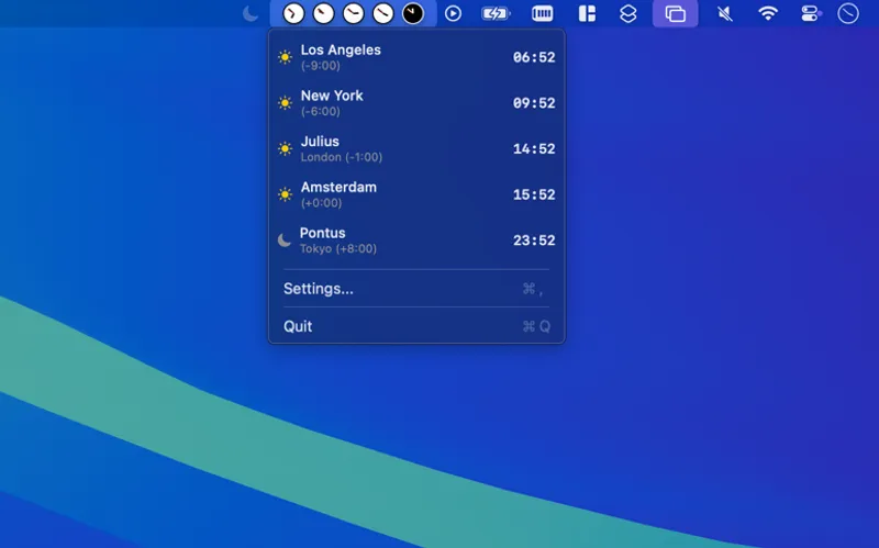 ClockZones menubar app preview