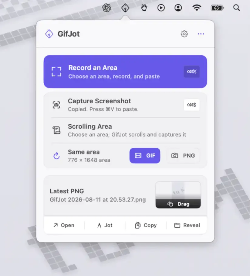 GifJot screenshot showing the app interface