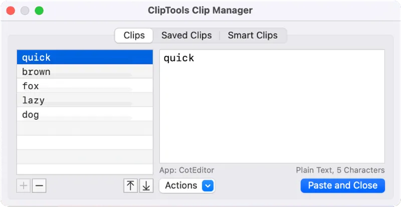 ClipTools menubar app preview