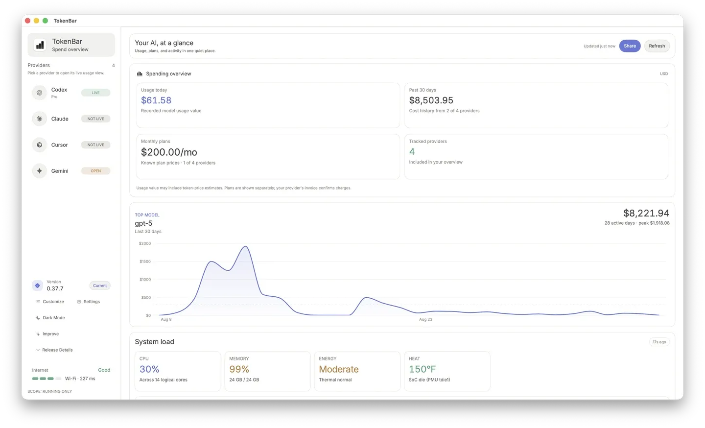 TokenBar screenshot